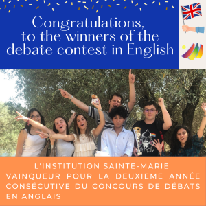 vainqueur concours de débats en anglais 2023 institution sainte marie la seyne sur mer