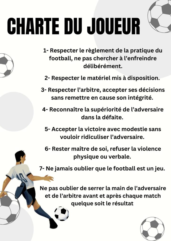 charte du joueur de foot à l'institution sainte marie